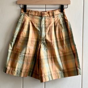 Vintage 80s 90s Liz Sport Petites by Liz Claiborne Madras Plaid Pleated Shorts